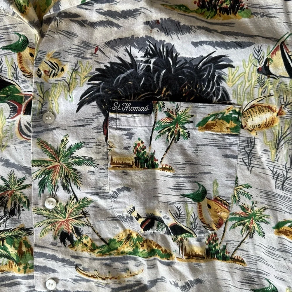 GJC St. Thomas Tropical Print Button Down Shirt size Large - Picture 3 of 5
